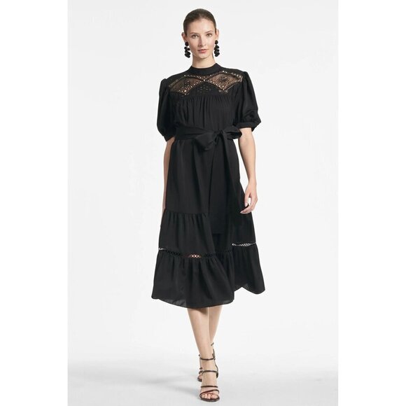 Sachin + Babi Annika Embroidered Midi Dress Black Womens Size Medium - Picture 1 of 8